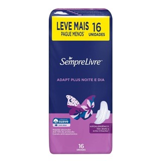 SEMPRE LIVRE ABSORVENTE ADAPT PLUS NOITE E DIA COM ABAS DE 16 UNIDADES em Oferta na Shopee