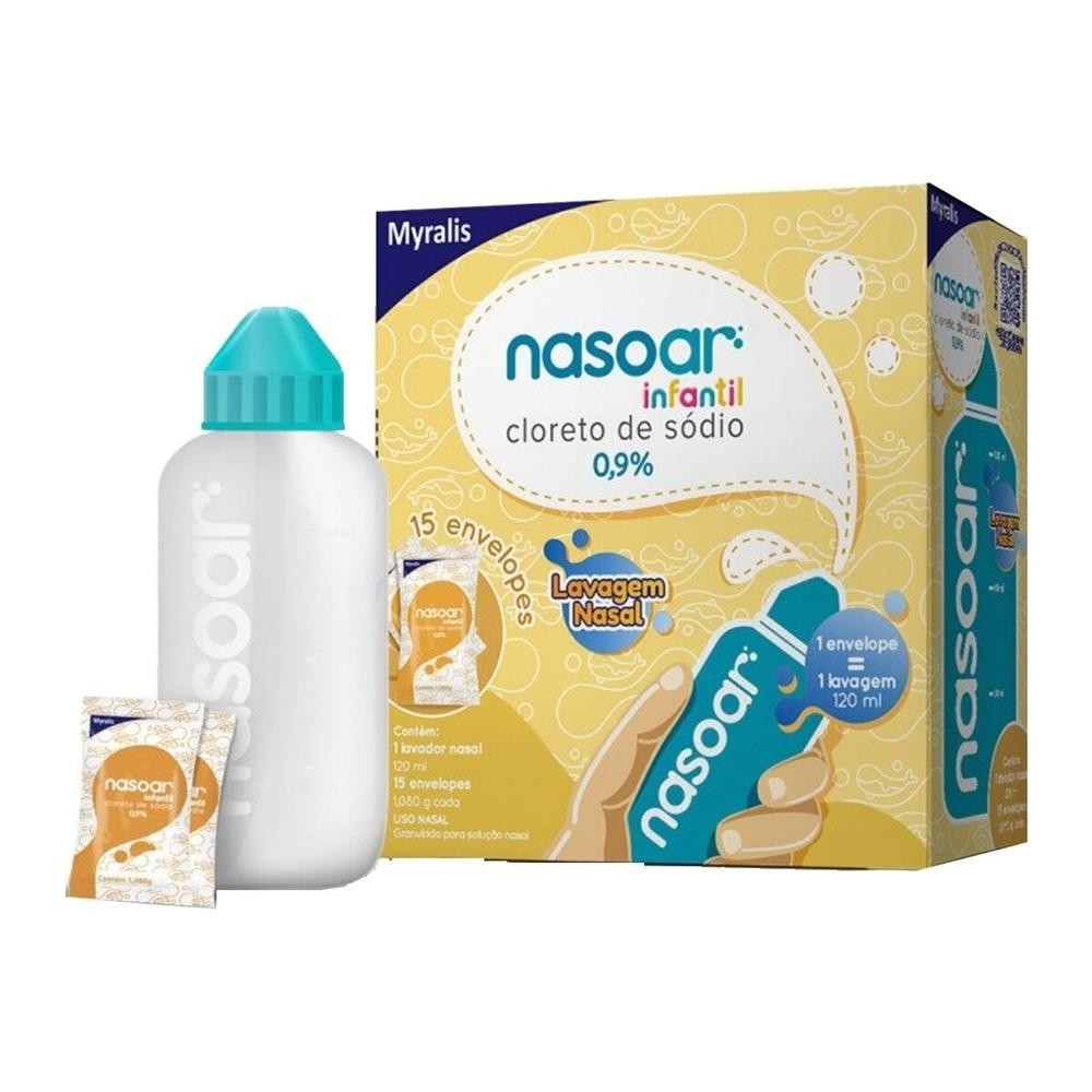 Nasoar Infantil 0,9% Solucao Nasal 15 Envelopes + Lavador Nasal em Oferta na Shopee