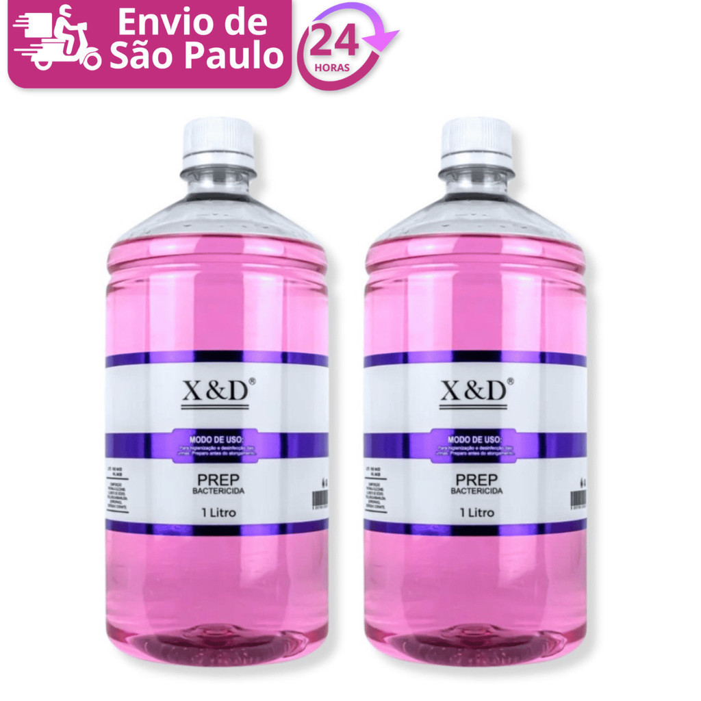 Kit 2 Prep 1L X&D Higienizador Para Alongamento Extensão De Base De Unhas Manicure E Pedicure