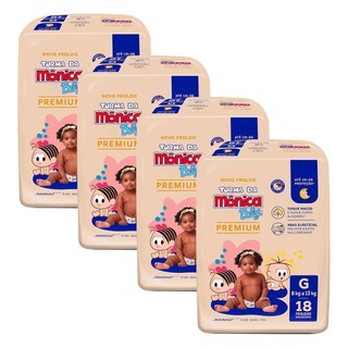 Kit 4 Fralda Turma da Mônica Baby Premium Jumbo G com 18un cada em Oferta na Shopee
