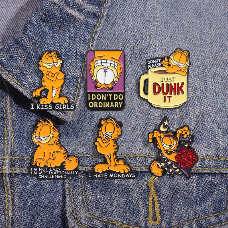 Coleção Cartoon Garfield Esmalte Broche De Acessórios De Moda Presente