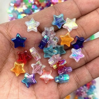 Miçanga Entremeio Estrela Transparente Cores Acrílico Pulseiras DIY  50/100pcs Making Jewelry Beads