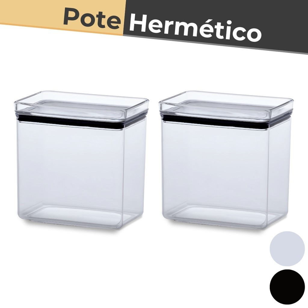 Kit 2 Potes Herméticos Porta Alimentos Lumini Retangular 1300ml - Paramount