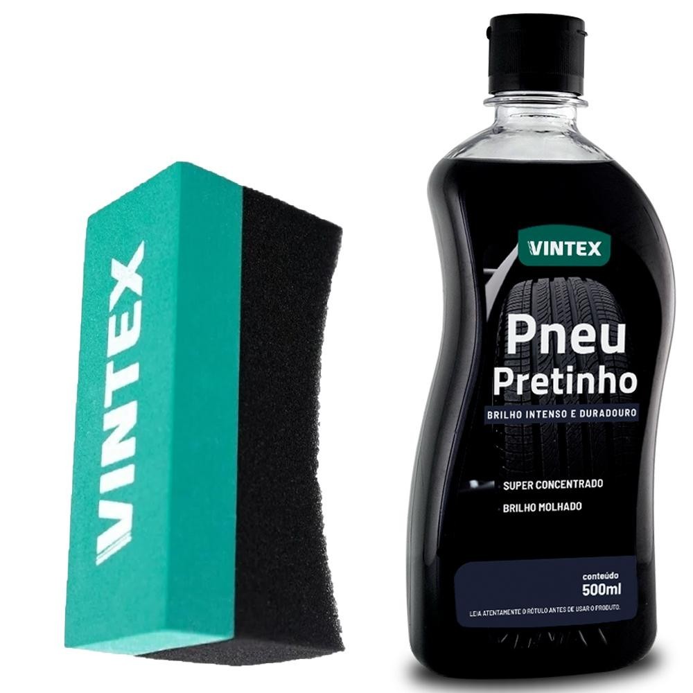 Pneu Pretinho Automotivo Brilho 500 ml + Aplicador P/ Pneus