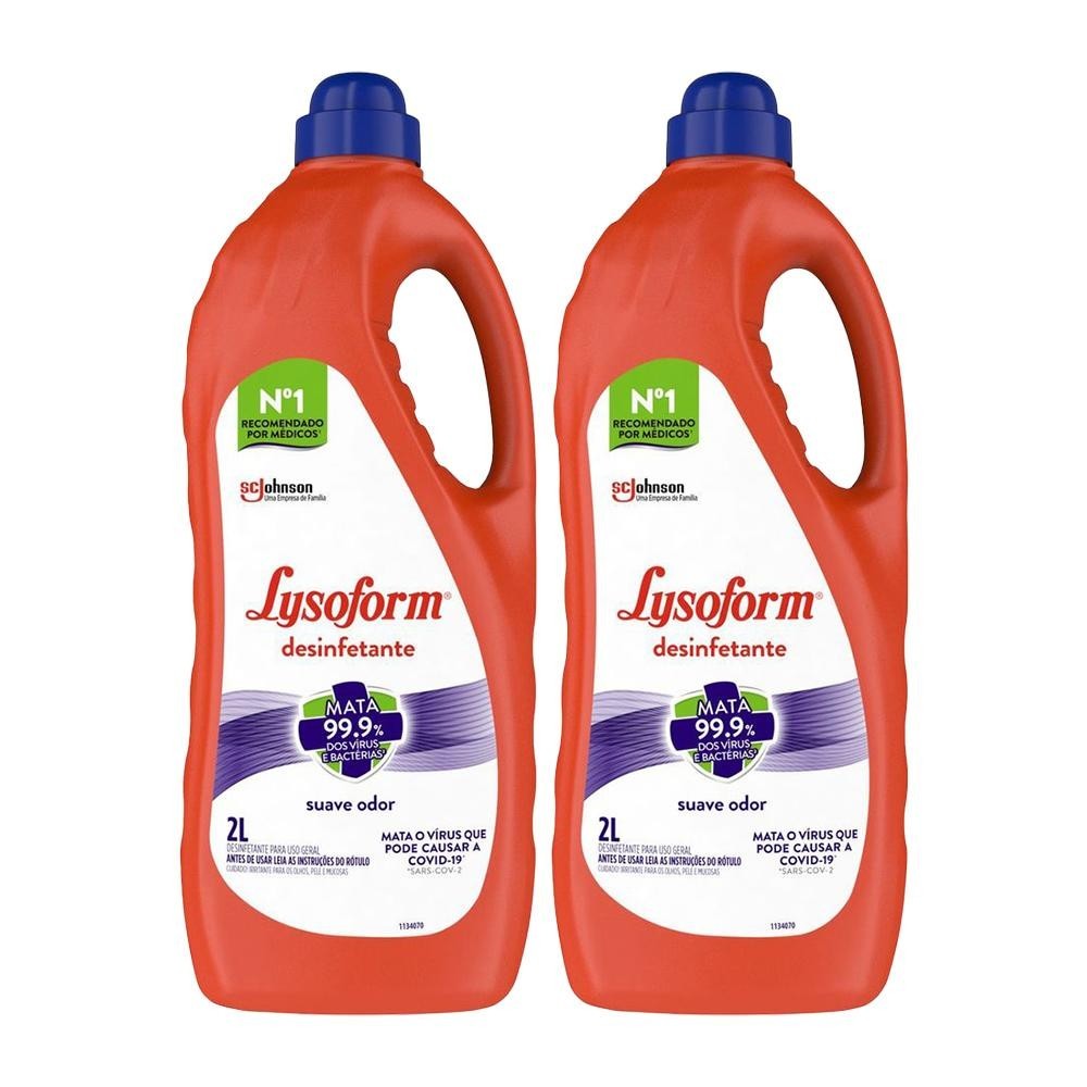 Kit 2 Desinfetante para Uso Geral Lysoform Suave Odor 2L cada em Oferta na Shopee