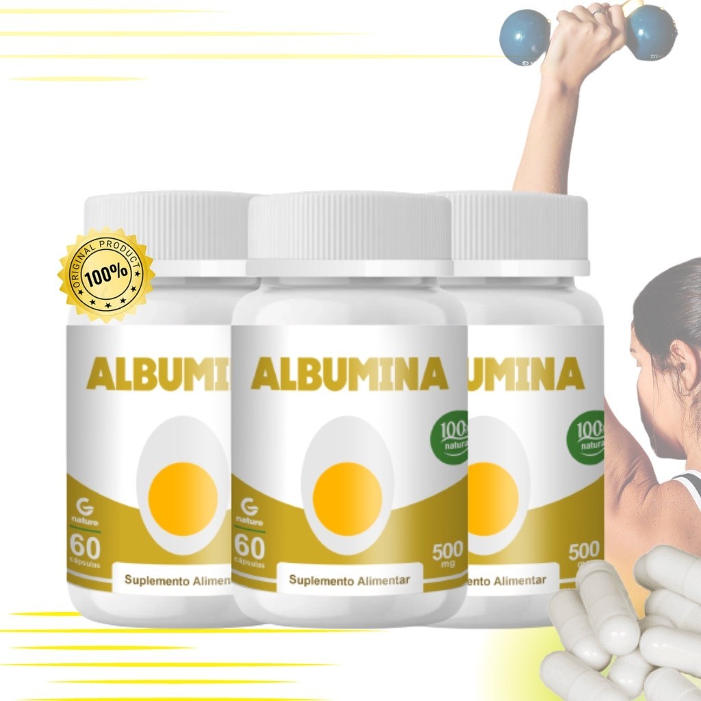 combo 3X Albumina 60Cápsulas 500mg - Genature em Oferta na Shopee