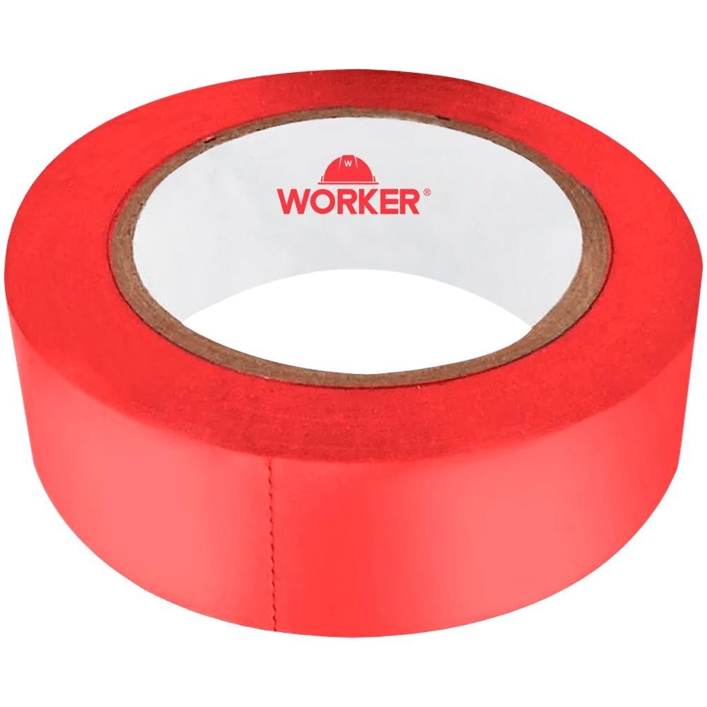 Fita Isolante Worker 19mm x 10m Vermelho - 344451