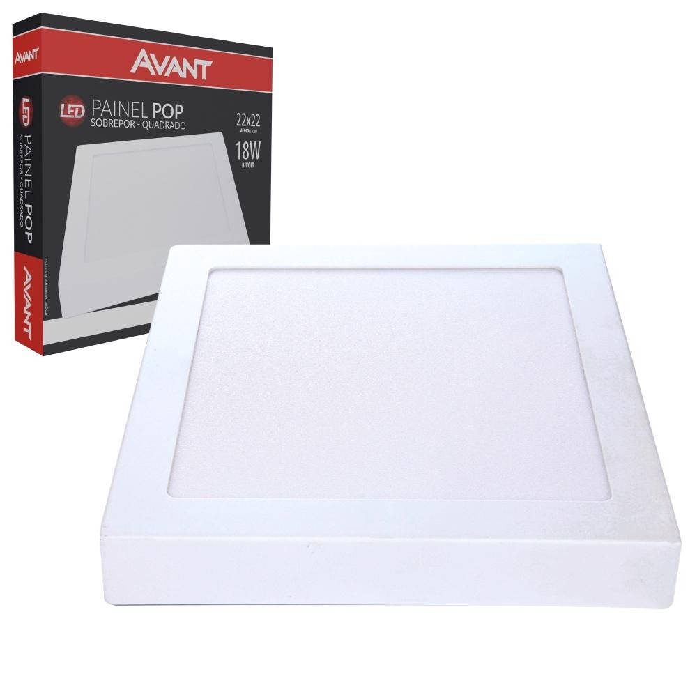 Painel Led Plafon POP Sobrepor Quadrado 18W 6500K AVANT - Home & Living