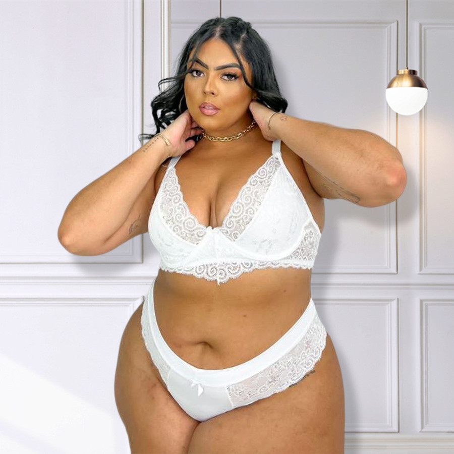 Lingerie Plus Size Alças Reforçadas Conjunto Renda sem Bojo Moda Íntima Feminina em Oferta na Shopee