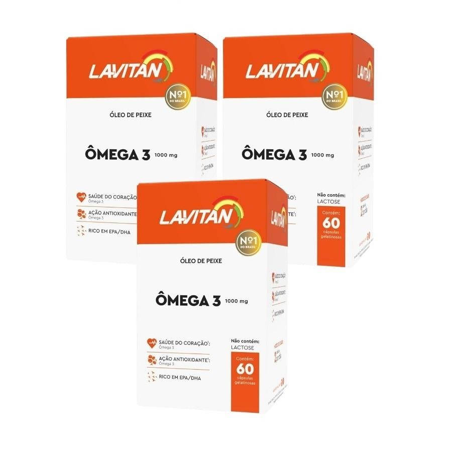 Kit Lavitan Ômega 3 1000mg C/ 3Un De 60 Cáps Gelatinosas