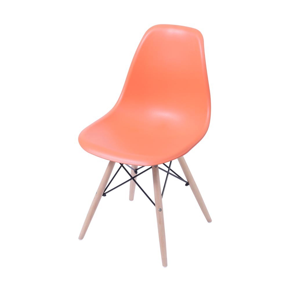 Cadeira Eames Eiffel DSW Base Madeira - Laranja