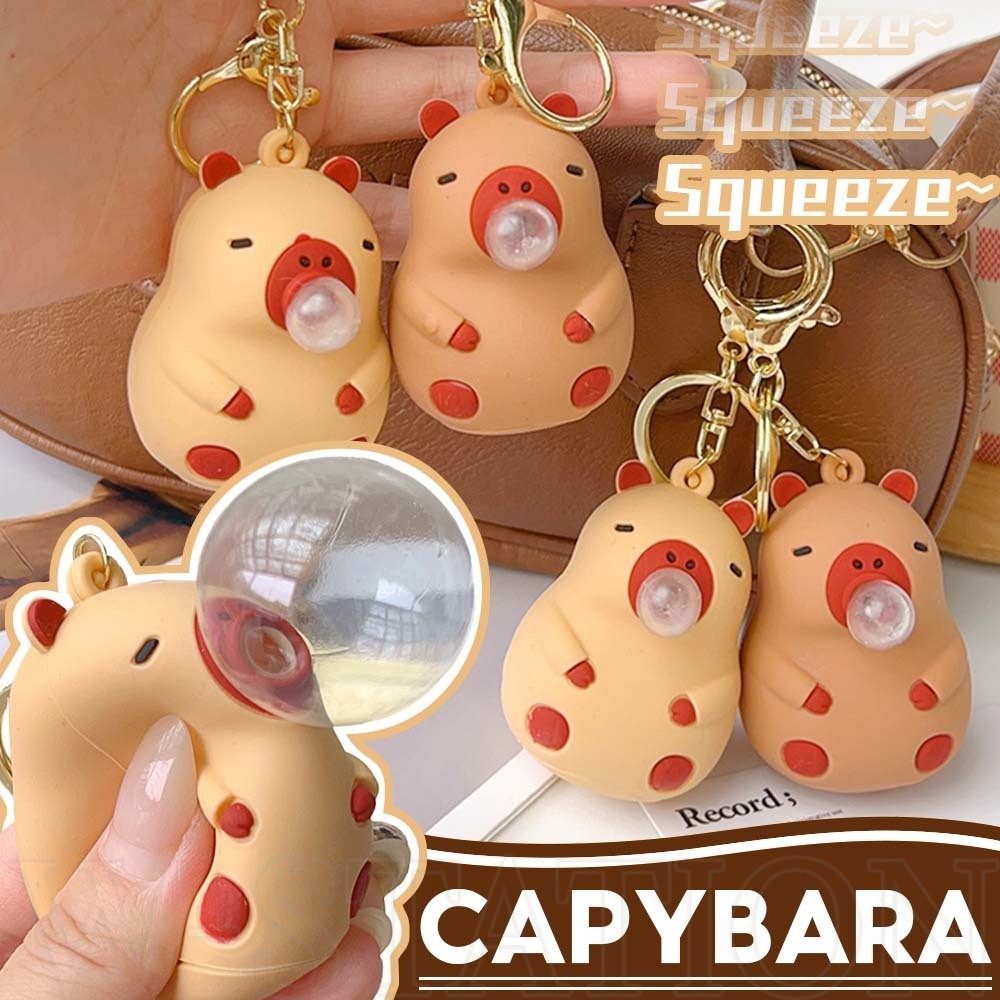 Spit Bubble Squeeze Toy-Chaveiro De Capivara De Silicone Macio-Engraçado , Fofo , Desenho Animado , Animal-Pingente De B