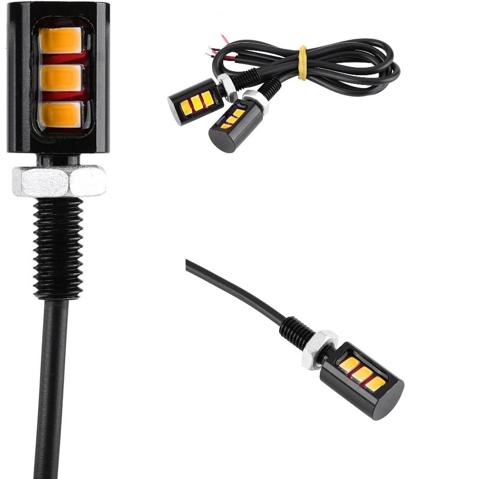 Par De Parafuso Luz Branca Placa 3 Leds Moto Carro Universal Custom