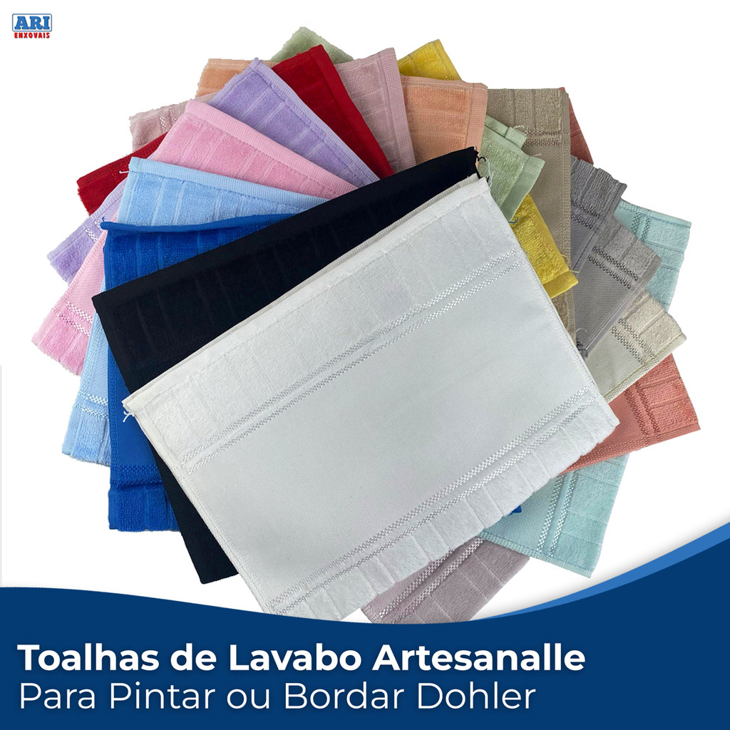 Toalhas Lavabo Aveludada Artesanalle Para Pintar Bordar Dohler Velour Toalhinha Avulso e Kit