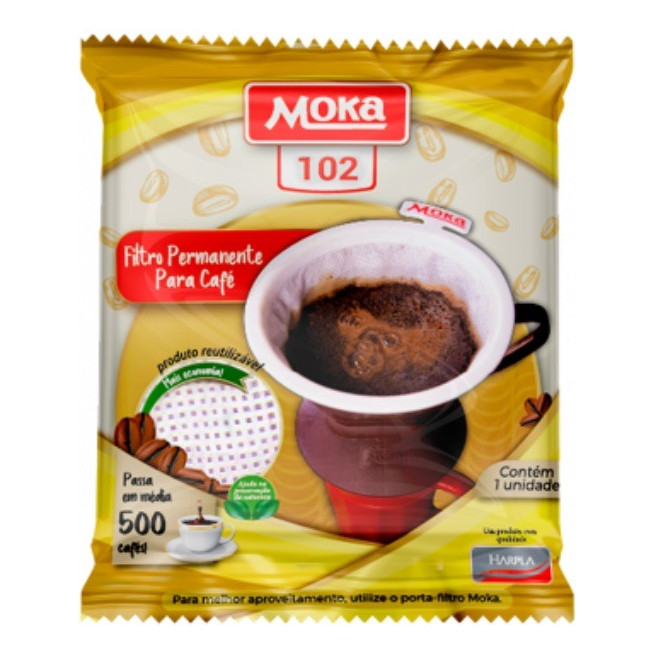Coador Moka 102 Filtro De Café Reutilizável Até 500 Cafés