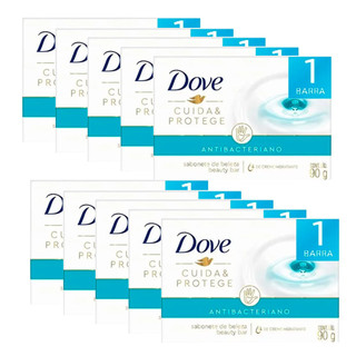 Kit Sabonete Em Barra Dove Cuida & Protege Antibacteriano 90g - 10 Unidades em Oferta na Shopee