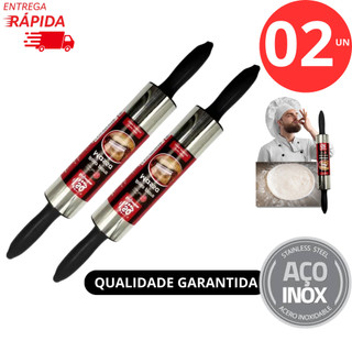 Rolo De Massa Giratório De Inox Profissional 38cm Para Macarrão Pães Pizza Premium Multiuso