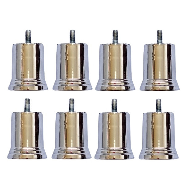 Kit 8 Pés De Cama Box Baú Sofás Móveis Em Geral 6cm Altura Lis Plástico Cromado Forte em Oferta na Shopee