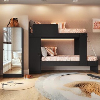 Beliche para Colchão 78x188cm com 1 Porta e Sapateira com Espelhos Multimóveis MP4370 em Oferta na Shopee