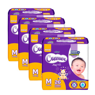 Kit 4 Fralda Cremer Magic Care Tamanho M Pacote Jumbo 26 Unidades Descartáveis cada em Oferta na Shopee