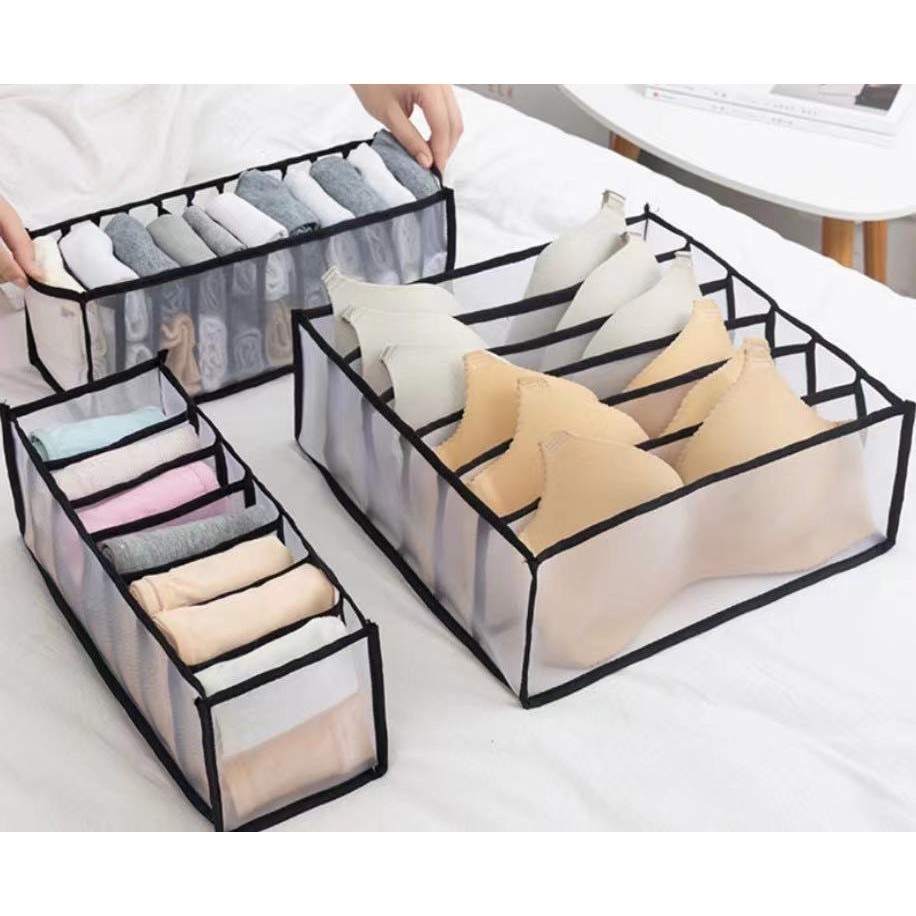 Kit 3 Organizadores De Gaveta De Sutiã Dobrável Caixa De Armazenamento Divisor Cuecas Roupeiro Casa em Oferta na Shopee