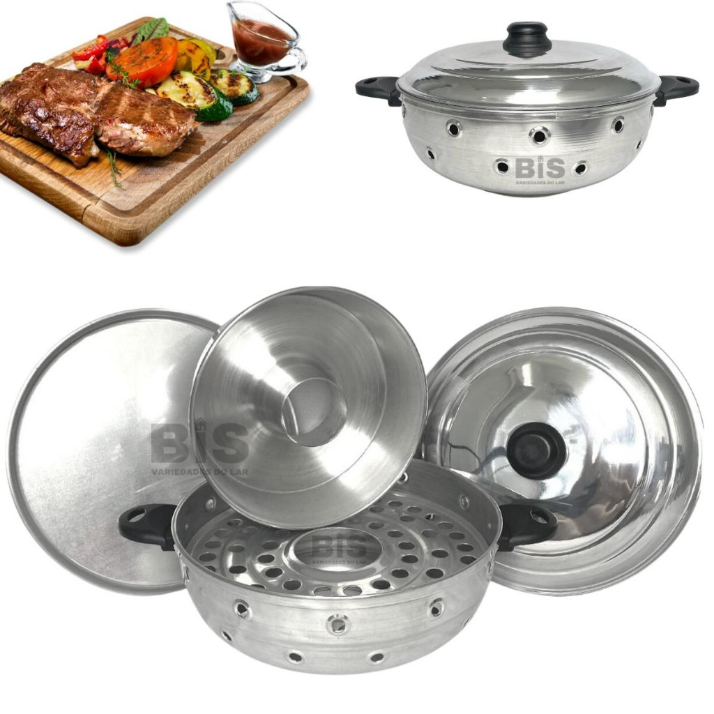 Churrasqueira Multiuso De Fogão Vigorosa 5 Em 1 N30 Em Aluminio Bolo Pizza Pão Grelhados Churrasco
