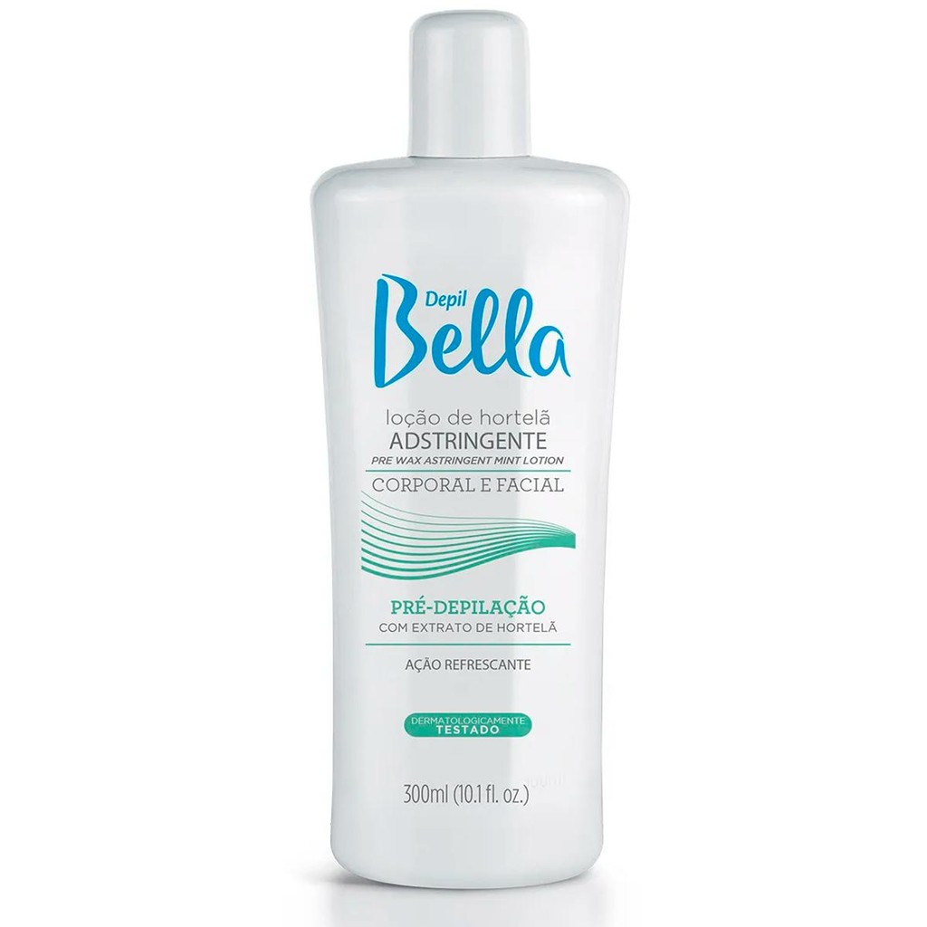 Loção de Hortelã Adstringente Pré-Depilação Refrescante Depil Bella 300ml Corporal e Facial