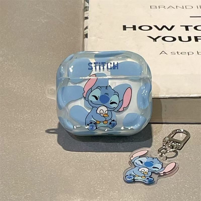 Capa de Fone de Ouvido Sem Fio Bluetooth Compatível com Apple AirPods 4ª Geração Cartoon Stitch Capa Protetora para AirP