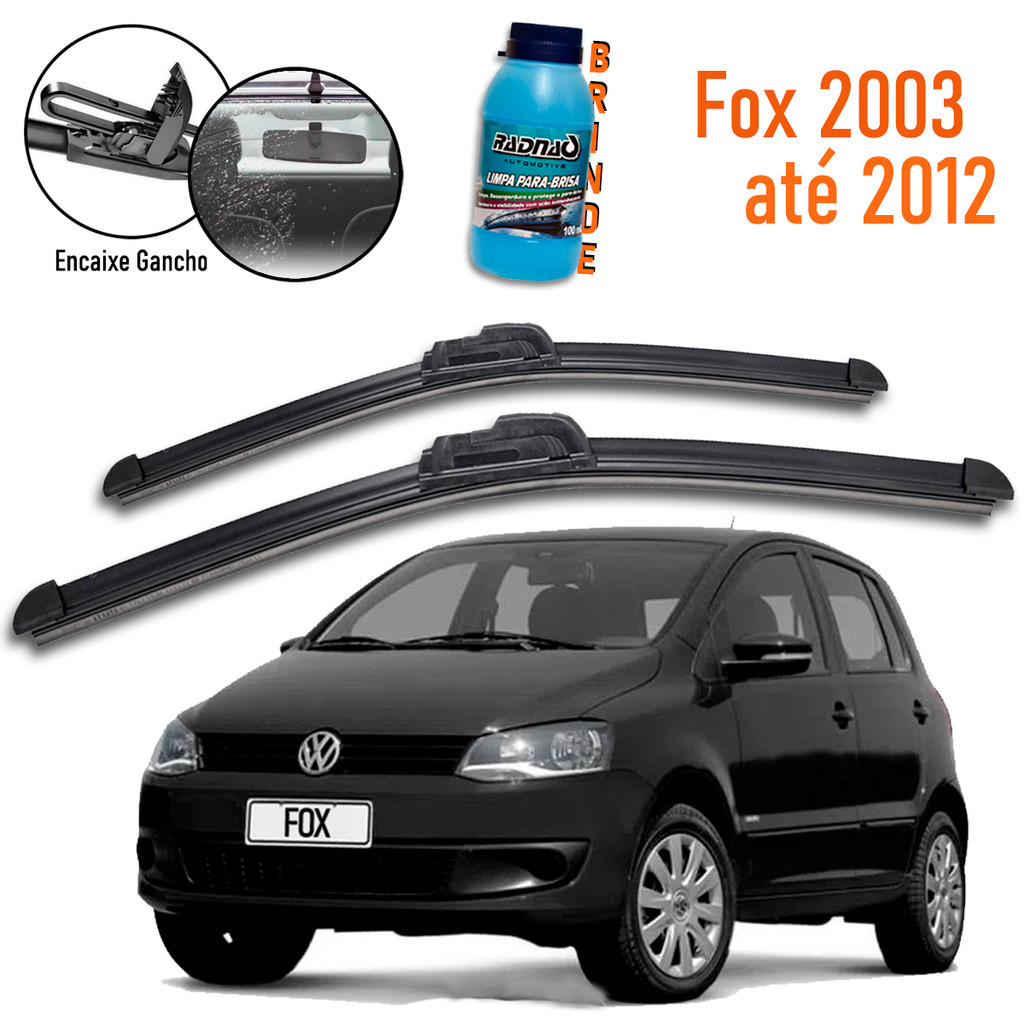 Par Palhetas Limpador Parabrisa Dianteiro Fox 2003 até 2012 + Limpa Vidro Lava Brisa 100ml - Spare Parts and Accessories for Vehicles