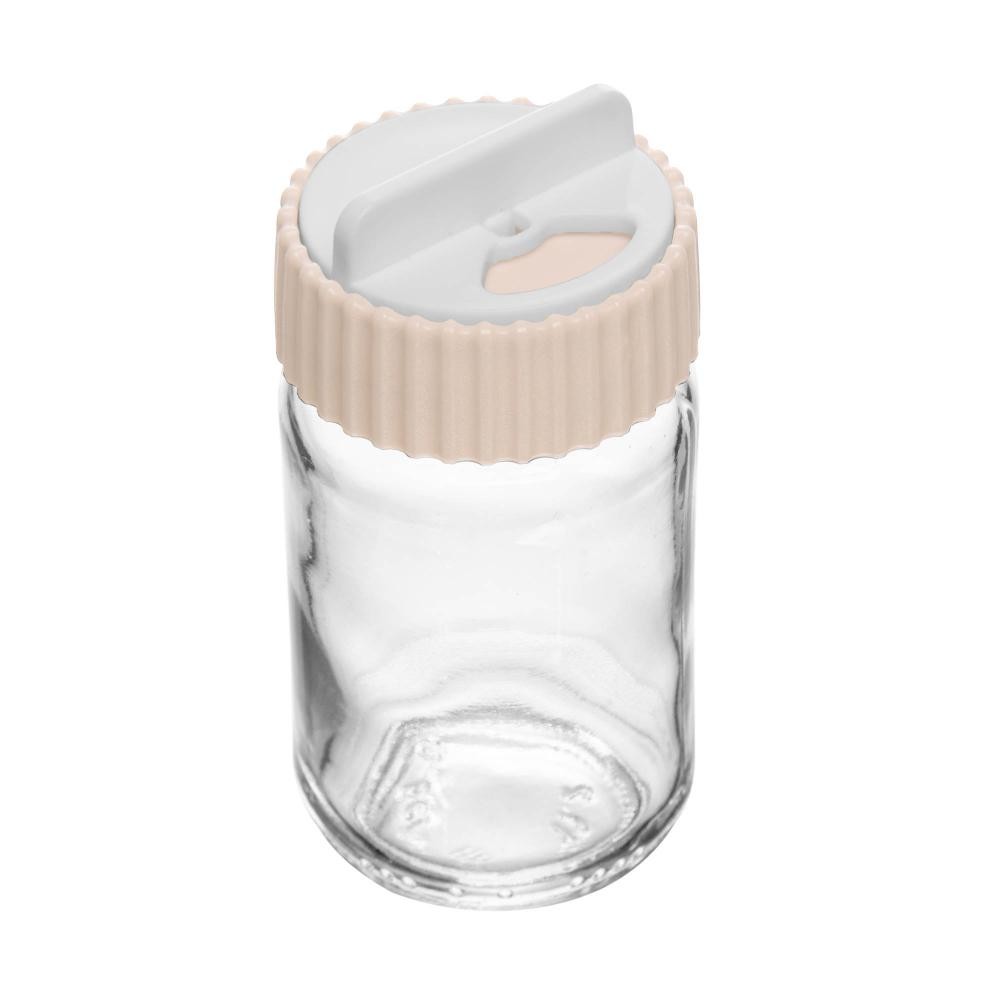 Saleiro/Pimenteiro com Tampa Rotativa Siena 100ml Bege Vidro - Home & Living