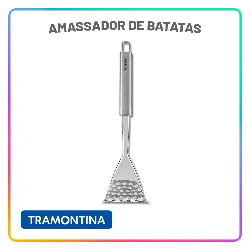 Amassador de Batatas Aço Inox Tramontina Marffim Utensílio Cozinha Resistente a Lava-Louças - Home & Living