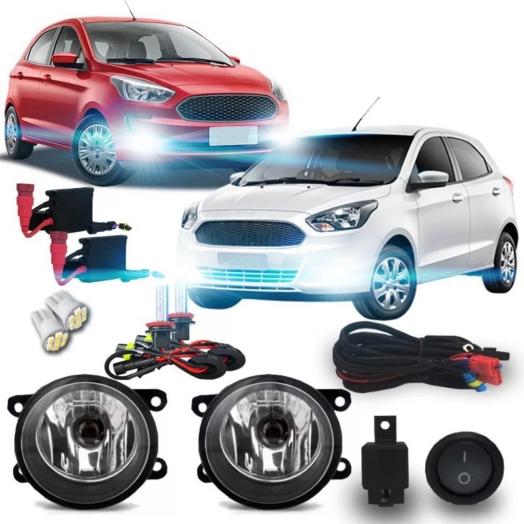 Kit Farol Milha Neblina Auxiliar Ka 2014 2015 2016 2017 2018 2019 + Kit Xenon 8000k