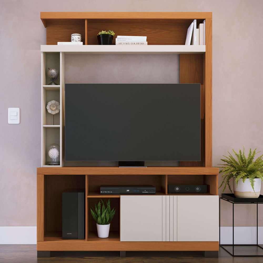 Estante Painel Para TV 50 Pol 136cm Efraim C04 Freijó Off White Matte - Lyam Decor em Oferta na Shopee