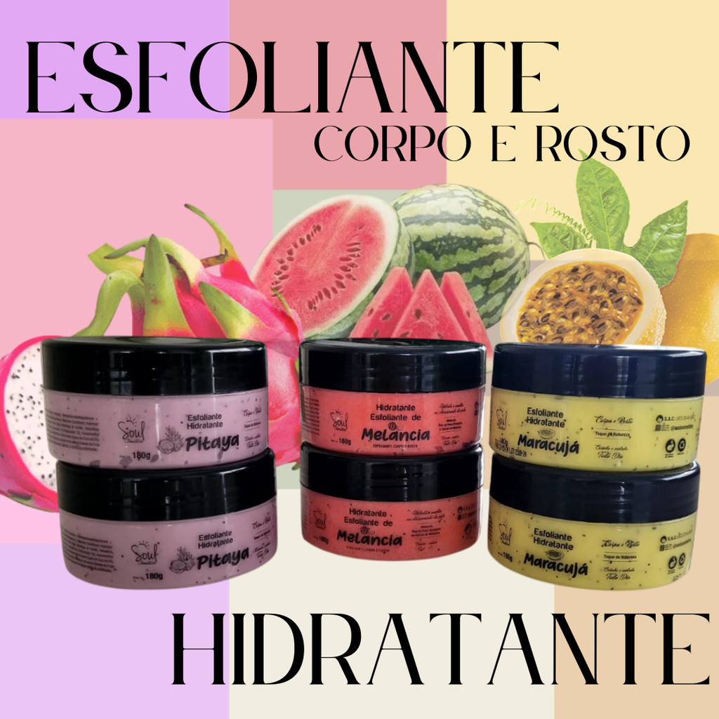 Esfoliante Hidratante Corporal e Facial - Frutas - Limpeza, Hidratação, Renovação da Pele, Perfume!!