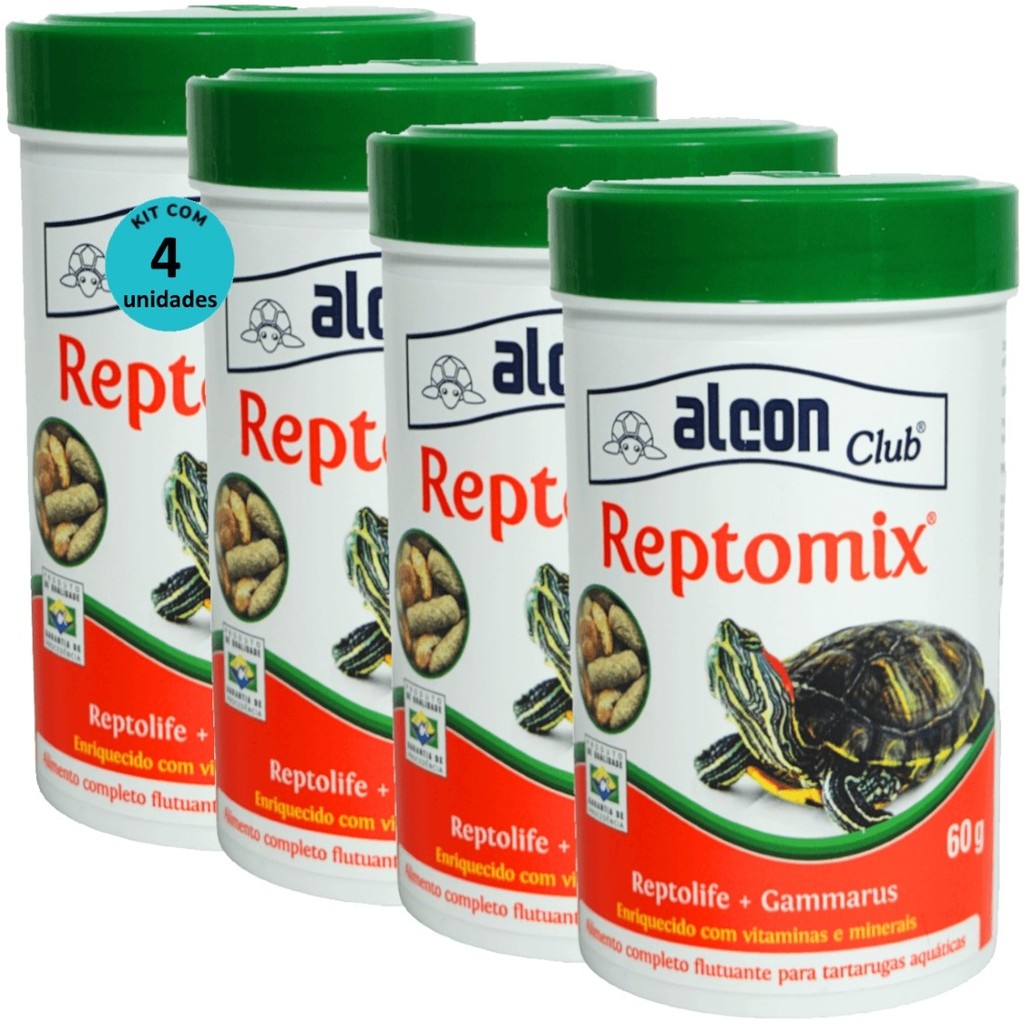 Ração Alcon Club Reptomix 60g Ração Para Tartarugas Aquáticas Kit Com 4