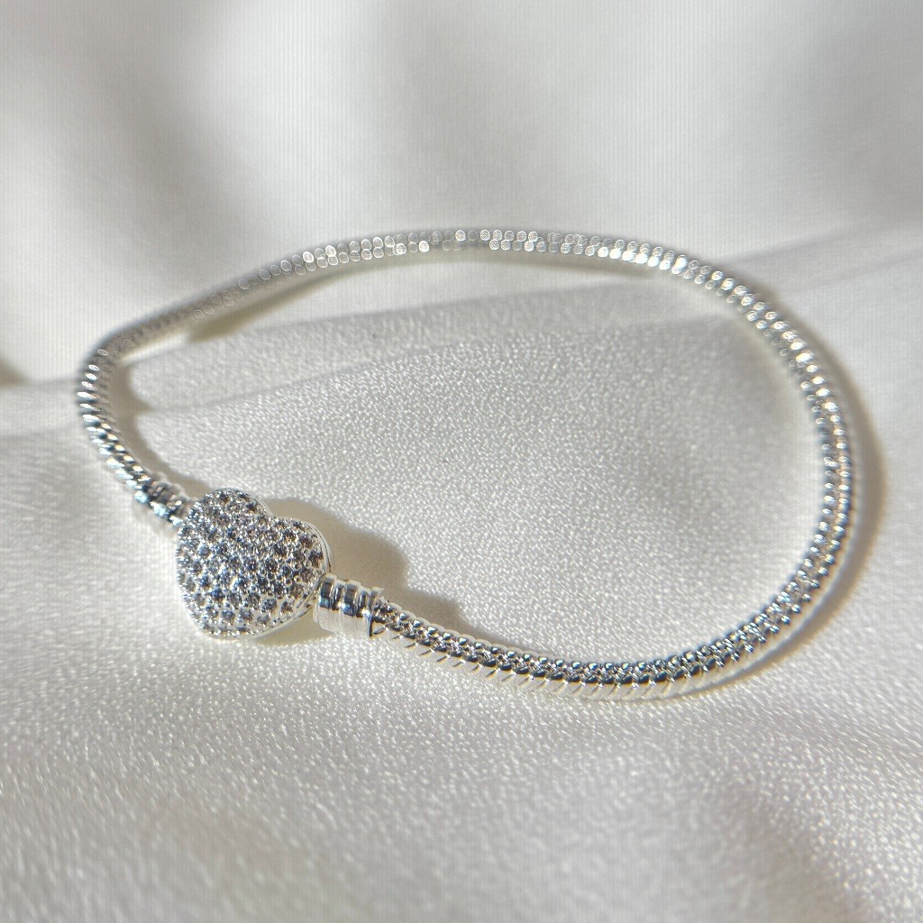 Pulseira para berloques Coração a prata 925 feminina para charms berloqueira pulseira de pingentes