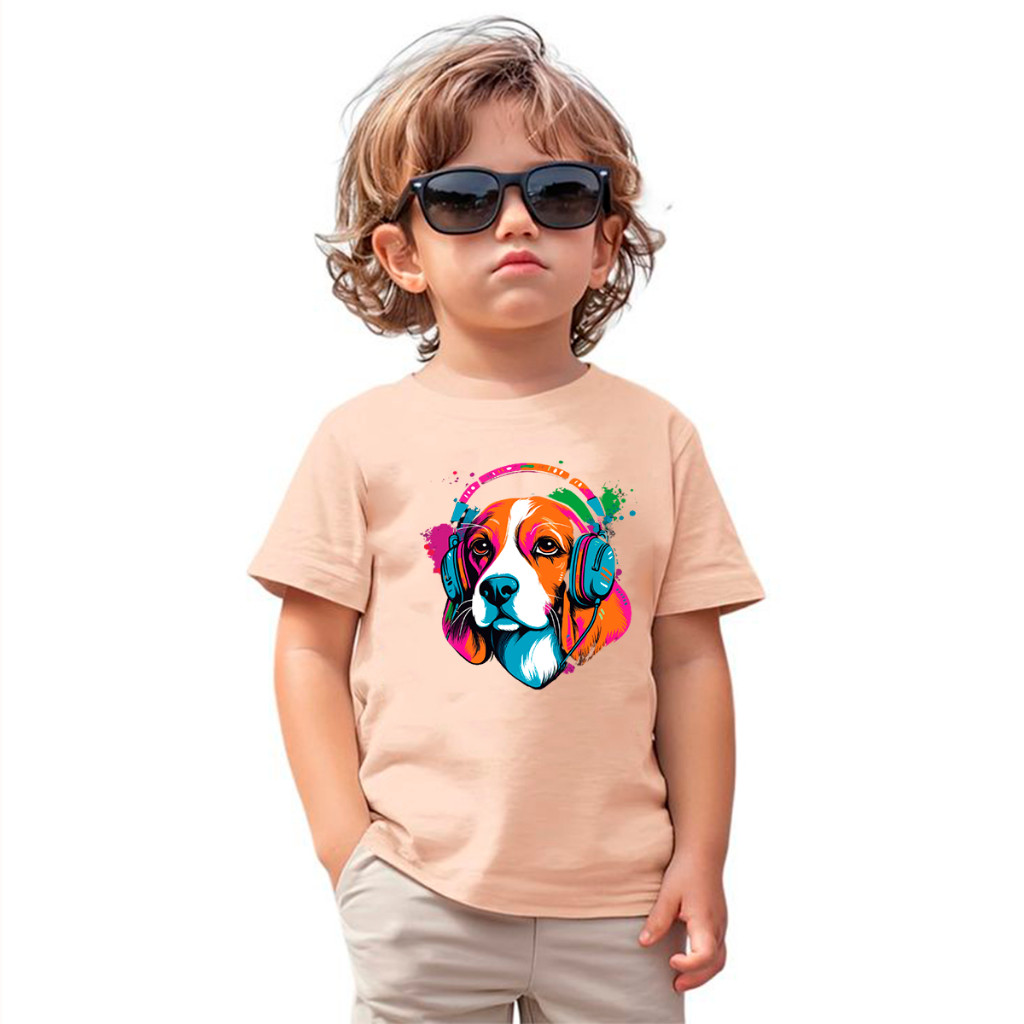 Camiseta Tshirt Infantil Criança Juvenil Bebê Unissex Algodão100% Passeio Casual Cachorro Fone premium Premium Top