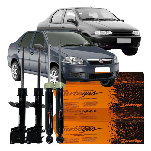 Kit 04 Amortecedor Dianteiro Traseiro Siena 1.4 8v 2011 2013 - Spare Parts and Accessories for Vehicles