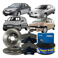 Kit Disco Freio Dianteiro Pastilha Clio Megane 1998 À 2010