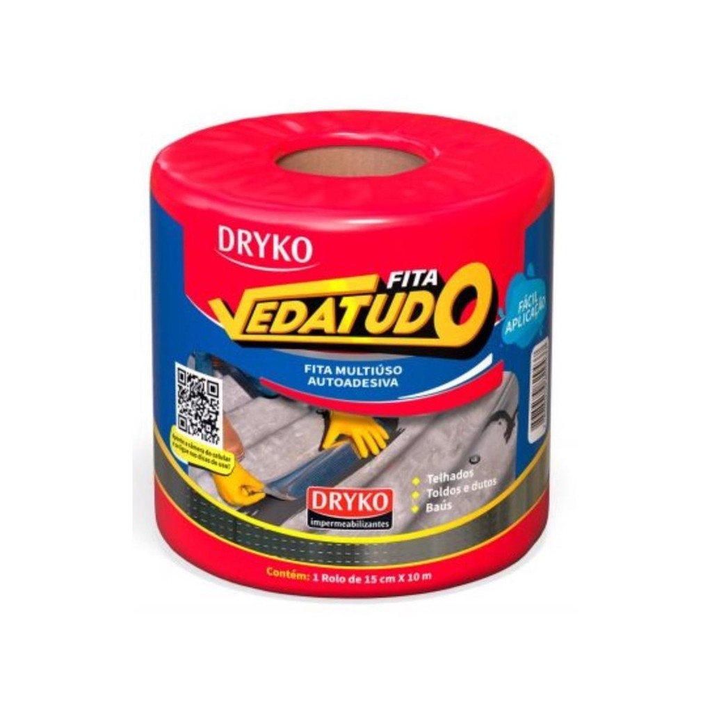 Fita Autoadesiva Asfáltica Vedatudo 15cm X 10 Metros Dryko em Oferta na Shopee