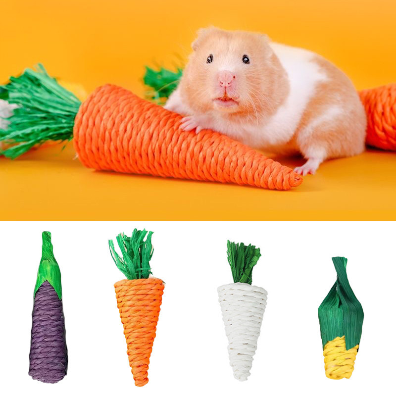 Safe Corda Coelhinho Coelho Quebra-Cabeça De Brinquedo Grama Tecendo Cenoura De Rábano Para Animais De Estimação Hamster