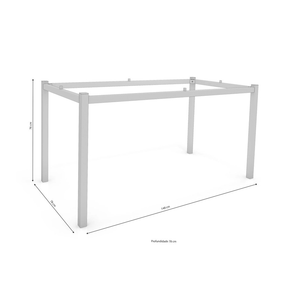 Detalhes do Conjunto Sala de Jantar Mesa Tampo de Vidro Retangular Reno e 6 Cadeiras Florença Crome Cromado/Branco