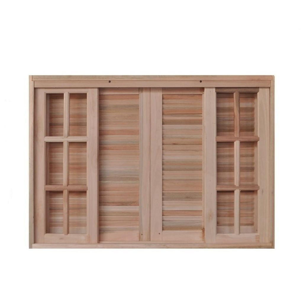 Janela de Madeira Veneziana 140x100cm 6 Folhas Rodam em Oferta na Shopee