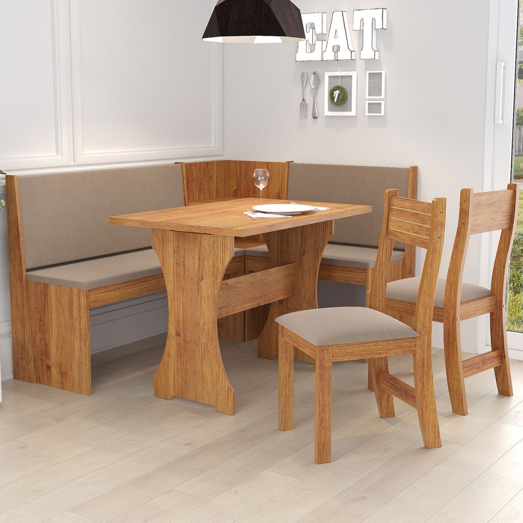 Canto Alemão Romeo 6 Lugares Mel/Clay - Viero Móveis em Oferta na Shopee