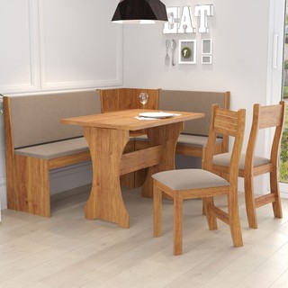 Canto Alemão Romeo 6 Lugares Mel/Clay - Viero Móveis em Oferta na Shopee