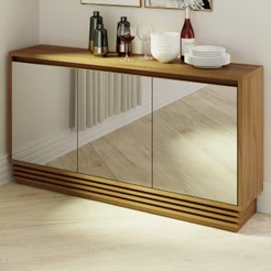 Balcão Buffet 3 Portas 1 Gaveta com Espelho Natural Bb2609 - Tecno Mobili