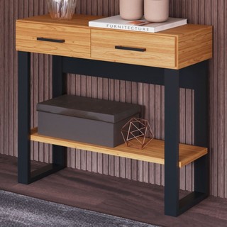 Aparador Industrial 2 Gavetas 1 Prateleira 100% Mdf Freijó/Preto Fosco - Pradel em Oferta na Shopee