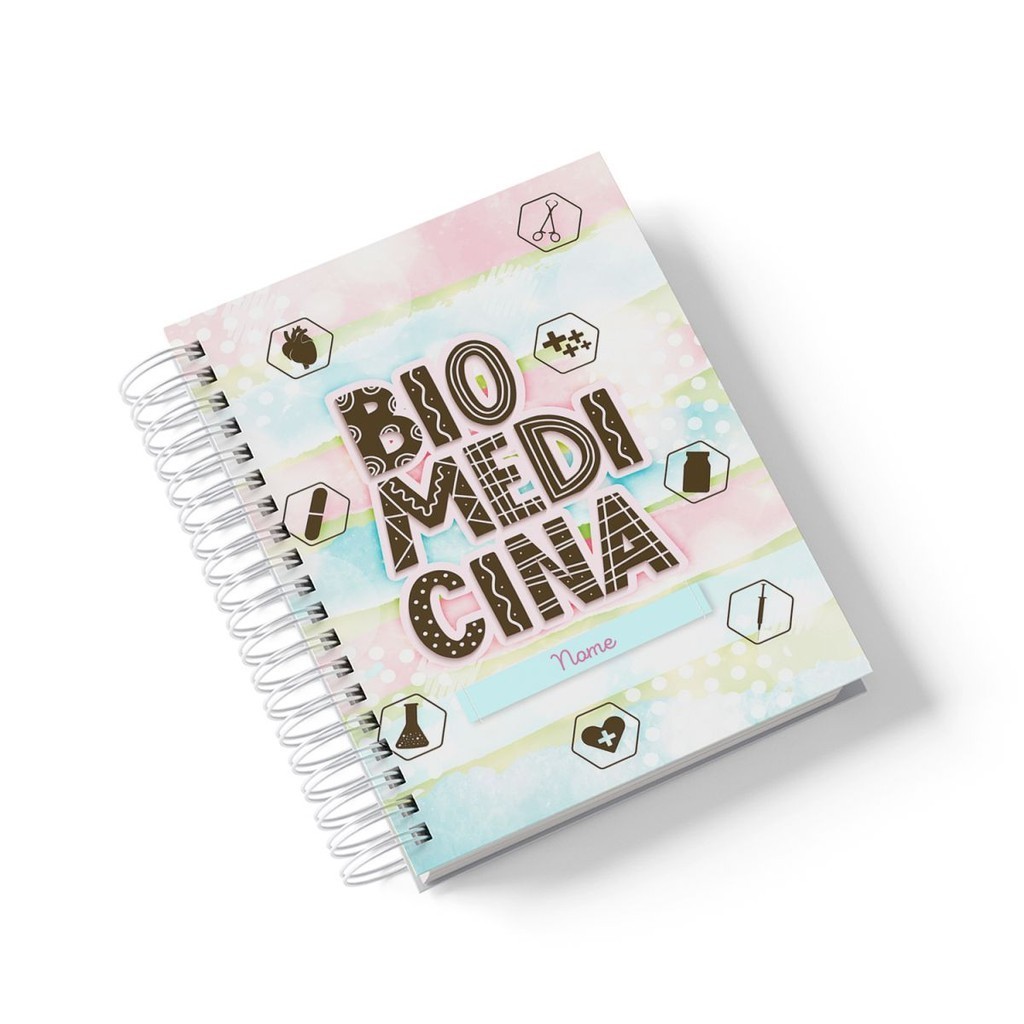 Caderno Personalizado Biomedicina (Modelo 01) - A5 15x21cm (PEQUENO) - Com 100 Folhas