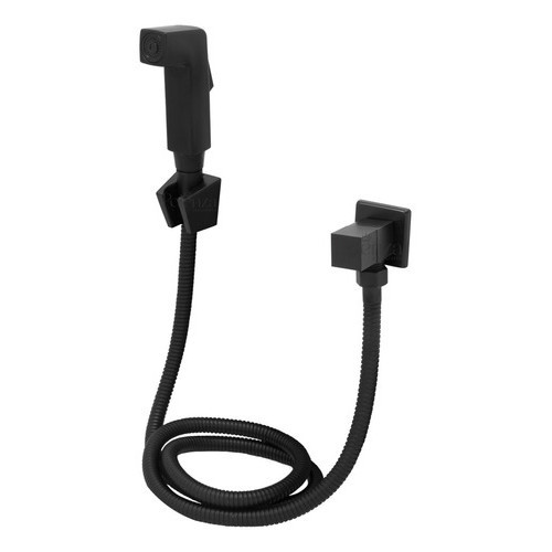 Ducha Higienica Quadrada Preto Metal 1/4 Volta Potenza