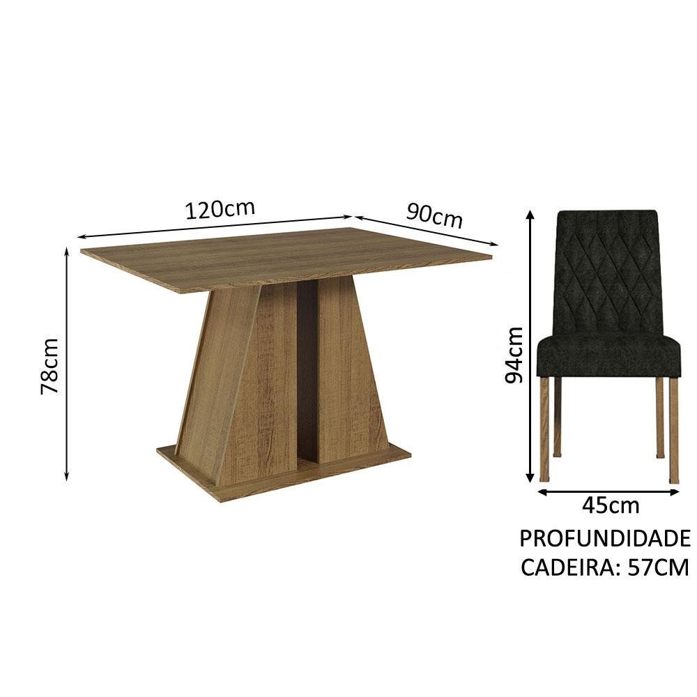 Detalhes do Conjunto Sala de Jantar Mesa Tampo de Madeira 4 Cadeiras Rustic/Oxford Gisele Madesa